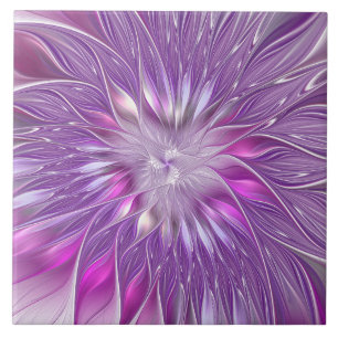 Roze Paarse ventilatorpassie Abstract fractal Art Tegeltje