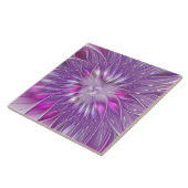 Roze Paarse ventilatorpassie Abstract fractal Art Tegeltje (Zijkant)