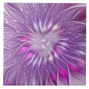Roze Paarse ventilatorpassie Abstract fractal Art Tegeltje