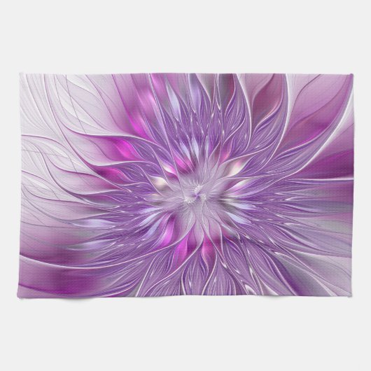 Roze Paarse ventilatorpassie Abstract fractal Art Theedoek (Horizontaal)