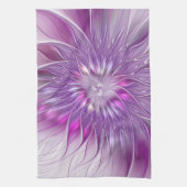 Roze Paarse ventilatorpassie Abstract fractal Art Theedoek (Verticaal)