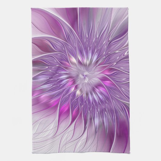 Roze Paarse ventilatorpassie Abstract fractal Art Theedoek (Verticaal)