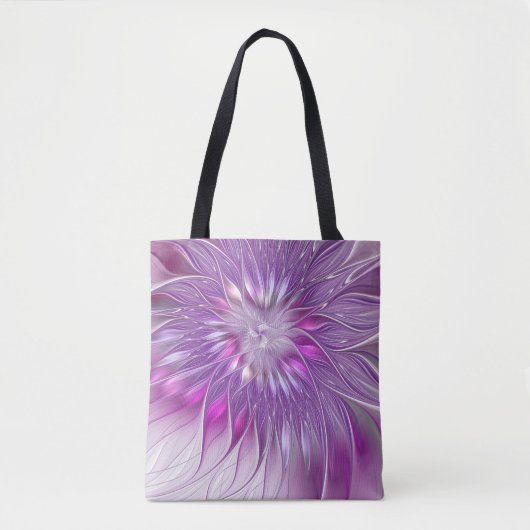 Roze Paarse ventilatorpassie Abstract fractal Art Tote Bag (Voorkant)