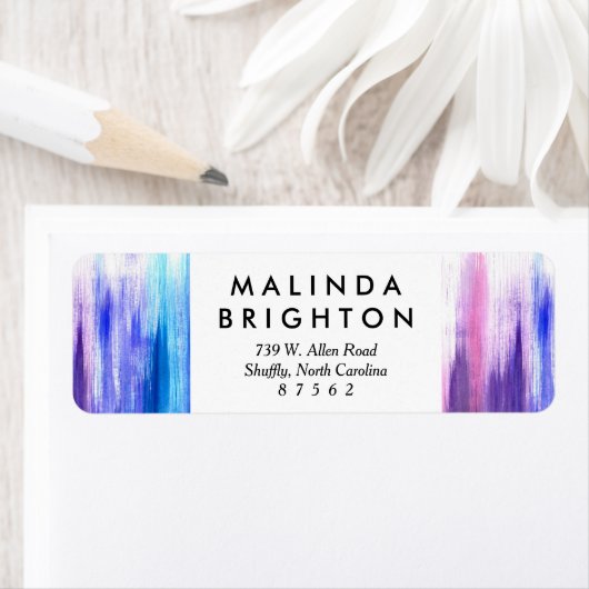 Roze paarse verflagen verfstreken waterverf schild etiket (Insitu)