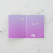 roze paarse verjaardag van vliegende papieren vlie kaart (Binnen)
