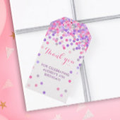 Roze & paarse Verjaardagsfeestje Dank U Favoriet T Cadeaulabel
