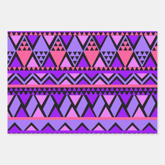 Roze Paarse Vet Patroon Verjaardagsplezier 3 Gift Inpakpapier Vel (Voorkant 2)