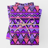 Roze Paarse Vet Patroon Verjaardagsplezier 3 Gift Inpakpapier Vel (In situ)