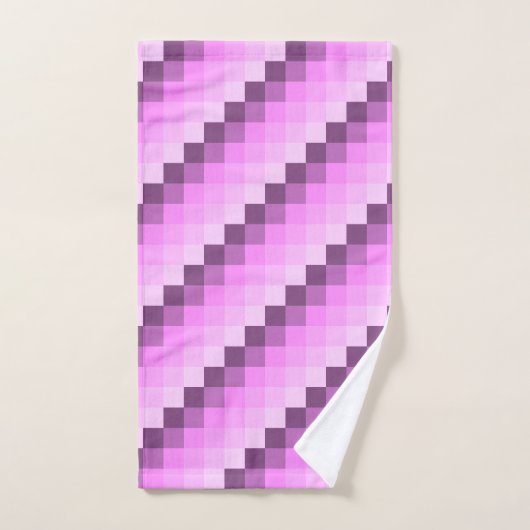 Roze & Paarse vierkanten Bad Handdoek (Handdoek)