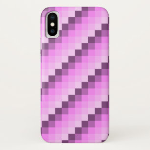Roze & Paarse vierkanten iPhone X Hoesje