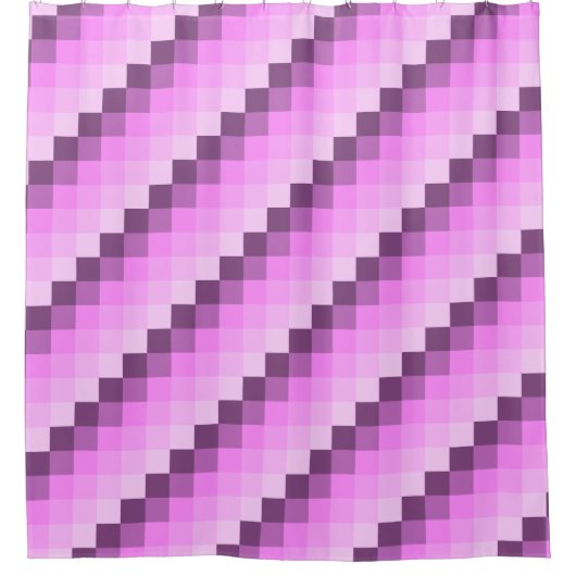 Roze & Paarse vierkanten Douchegordijn (Voorkant)