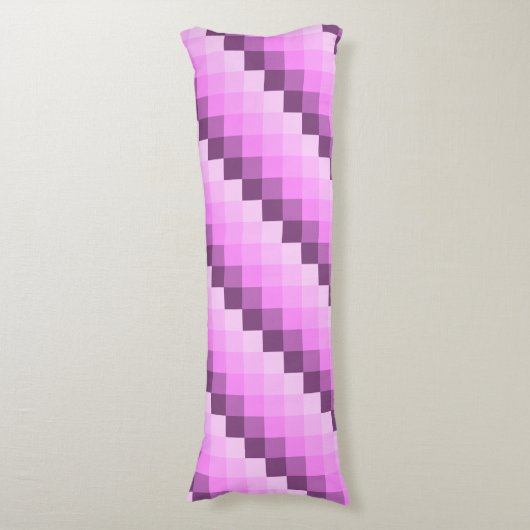 Roze & Paarse vierkanten Lichaamskussen (Voorkant Verticaal)