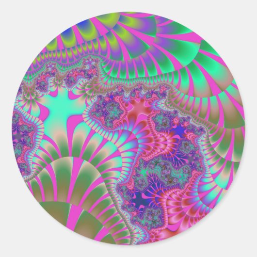 Roze Paarse vilt grote rondtrekkers. Ronde Sticker (Voorkant)
