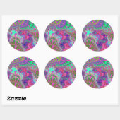 Roze Paarse vilt grote rondtrekkers. Ronde Sticker (Vel)