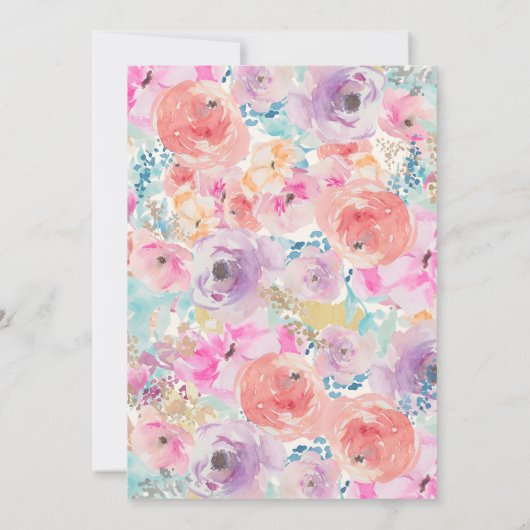 Roze Paarse Vintage Bloemige Trouw Uitnodiging (Achterkant)