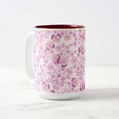Roze Paarse Vintage Bloemmotief Mok (Voorkant links)