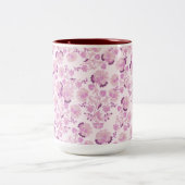 Roze Paarse Vintage Bloemmotief Mok (Center)