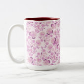 Roze Paarse Vintage Bloemmotief Mok (Links)