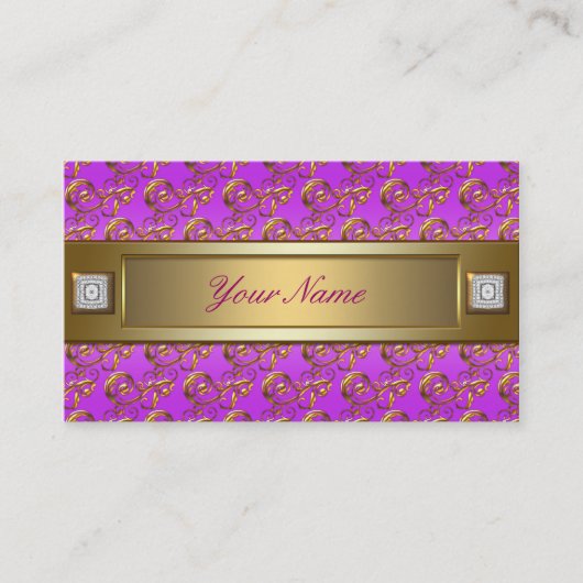 Roze Paarse Violet Gold Swirls Elegant Visitekaartje (Voorkant)