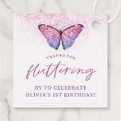 Roze Paarse Vlinder 1e Verjaardag Bedankt Bedankjes Labels (Achterkant)