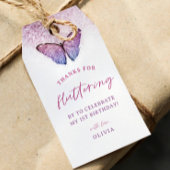 Roze Paarse vlinder 1e verjaardag Favor Cadeaulabel