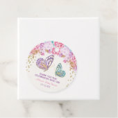 Roze paarse vlinder baby shower bedankjes labels (In situ)