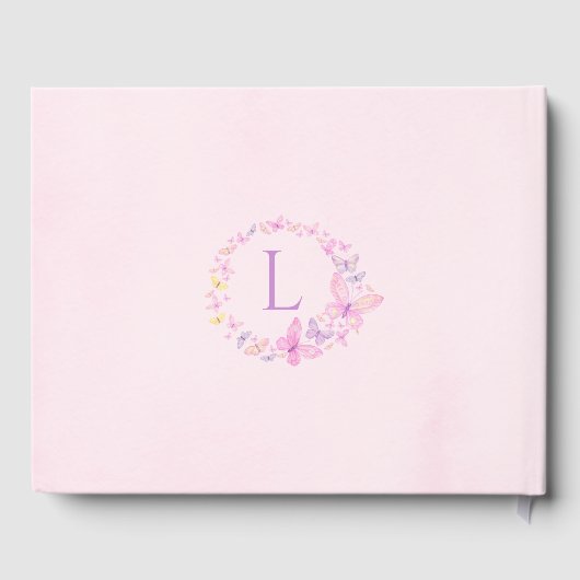 Roze & Paarse Vlinder Baby shower Gastenboek (Achterkant)