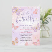 Roze Paarse Vlinder Baby shower Kaart (Staand voorkant)