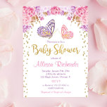 Roze paarse vlinder baby shower kaart<br><div class="desc">Voor een geavanceerdere aanpassing van dit ontwerp,  selecteer hierboven eenvoudig de knoop "van het Aanpassen"!</div>