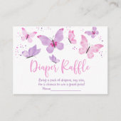 Roze Paarse Vlinder Baby shower Luier Raffle Informatiekaartje (Voorkant)