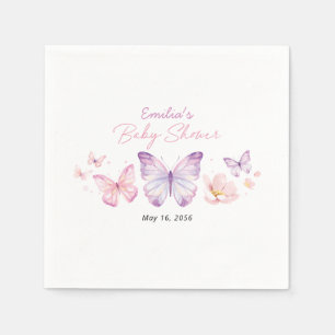 Roze Paarse Vlinder Baby Shower Persoonlijk Servet
