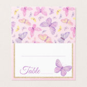 Roze Paarse Vlinder Baby shower Tafelnummer (Buitenkant ongevouwen)