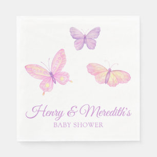 Roze Paarse vlinder Baby shower voor peuter of mei Servet