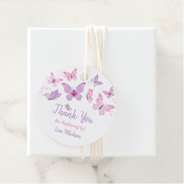 Roze Paarse vlinder Birthday Bedankjes Labels