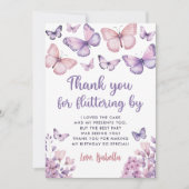 Roze Paarse vlinder Birthday Bedankkaart (Voorkant)