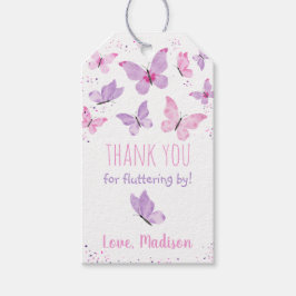 Roze Paarse vlinder Birthday Cadeaulabel