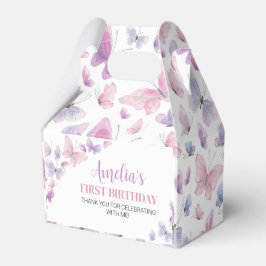 Roze Paarse vlinder Birthday Favor Box Bedankdoosjes