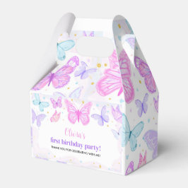 Roze Paarse vlinder Birthday Favor Box Bedankdoosjes