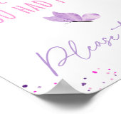 Roze Paarse vlinder Birthday Favor Sign Poster (Hoek)