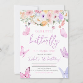 Roze Paarse vlinder Birthday Kaart