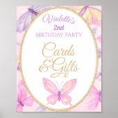 Roze Paarse vlinder Birthday Kaarten Gifts Poster (Voorkant)