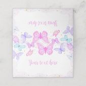 Roze Paarse vlinder Birthday Place card Plaatskaartje (Buitenkant ongevouwen)