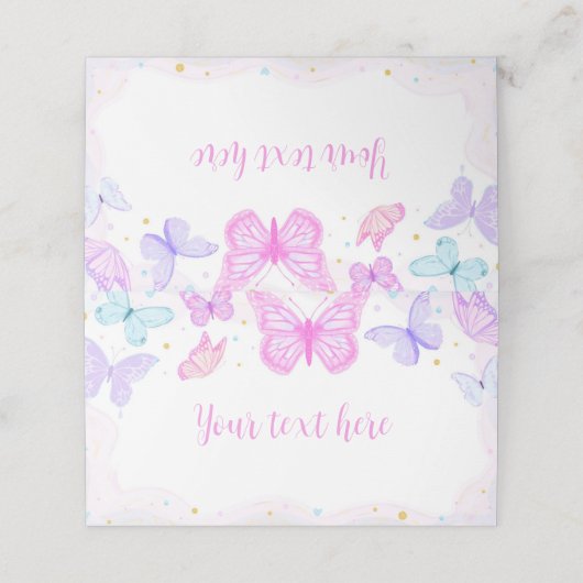 Roze Paarse vlinder Birthday Place card Plaatskaartje (Buitenkant ongevouwen)