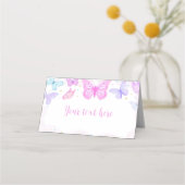 Roze Paarse vlinder Birthday Place card Plaatskaartje (Achterkant)