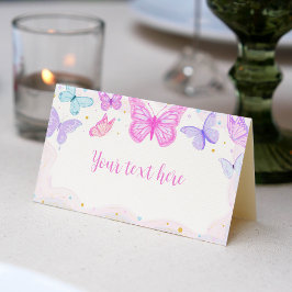 Roze Paarse vlinder Birthday Place card Plaatskaartje