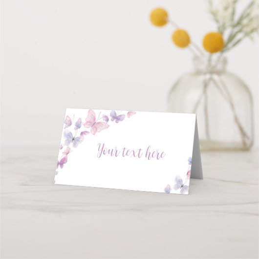 Roze Paarse vlinder Birthday Place card Plaatskaartje (Achterkant)