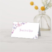 Roze Paarse vlinder Birthday Place card Plaatskaartje (Voorkant)