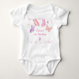 Roze Paarse vlinder Birthday Romper