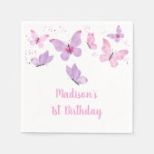 Roze Paarse vlinder Birthday Servet (Voorkant)
