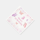 Roze Paarse vlinder Birthday Servet (Hoek)